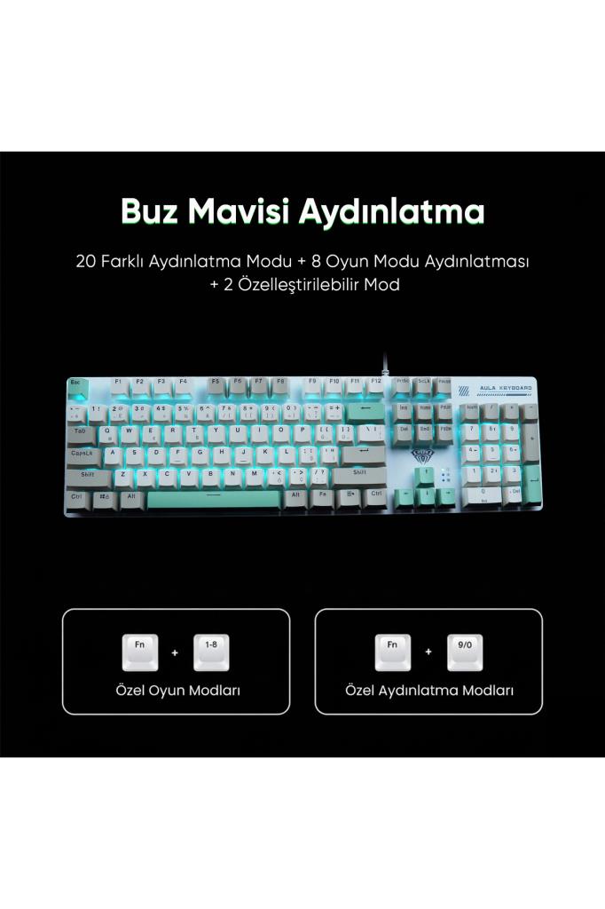 Aula S500 RGB %100 Brown Switch Kablolu Mekanik Oyuncu Klavyesi Outlet