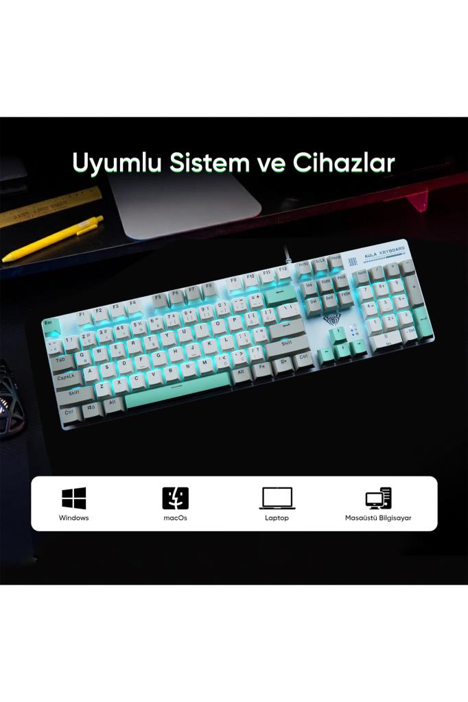 Aula S500 RGB %100 Brown Switch Kablolu Mekanik Oyuncu Klavyesi Outlet