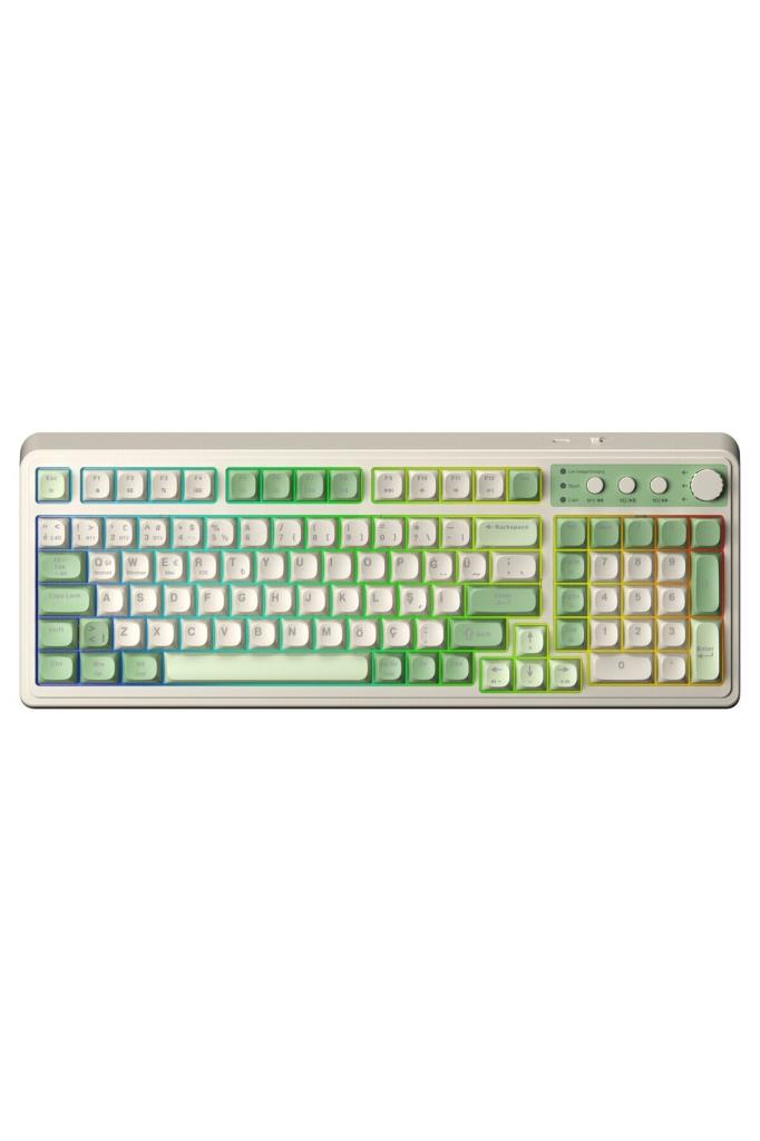 Aula S99 Retro Yeşil RGB %96 Kablolu/Kablosuz Oyuncu Klavyesi Teşhir