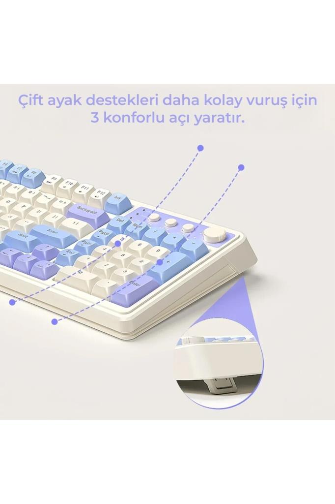 Aula S99 Retro Yeşil RGB %96 Kablolu/Kablosuz Oyuncu Klavyesi Teşhir