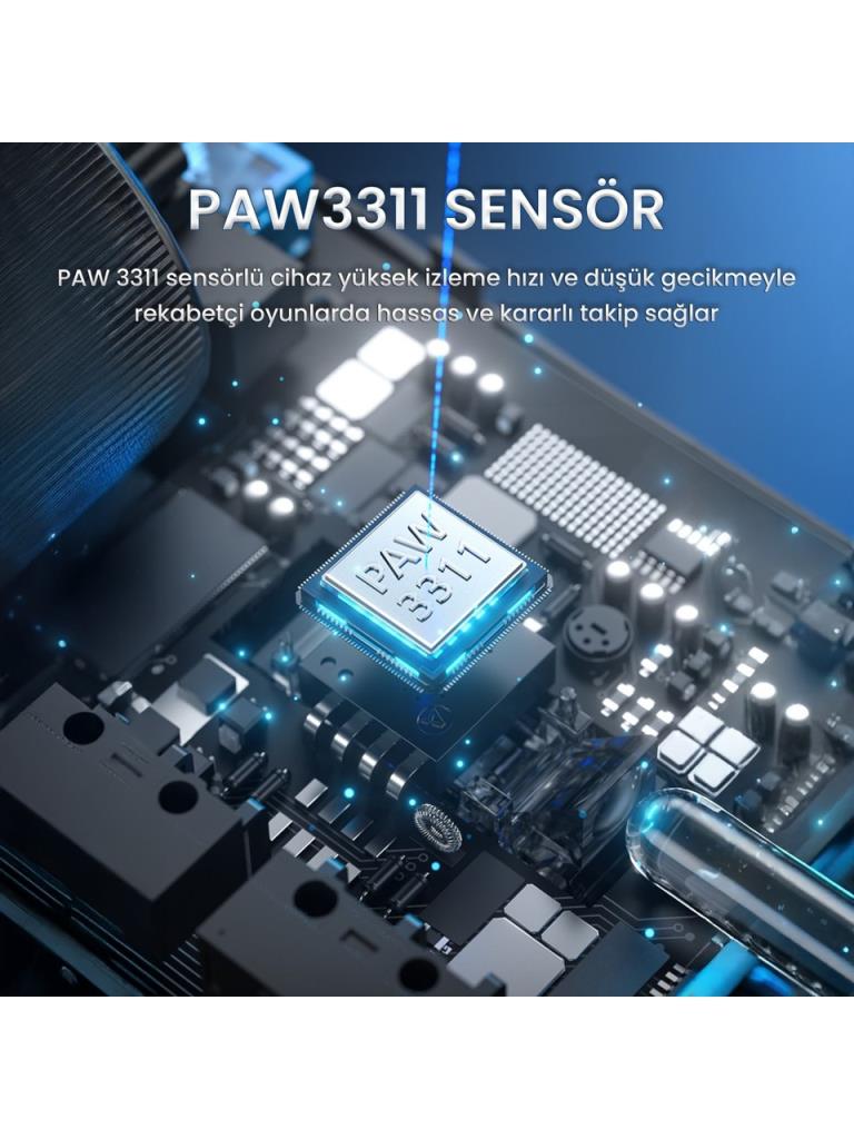 Aula SC380 Pro PAW3311 Sensör 12000 DPI 1000Hz Kablolu ve Kablosuz Gaming Oyuncu Mouse Siyah