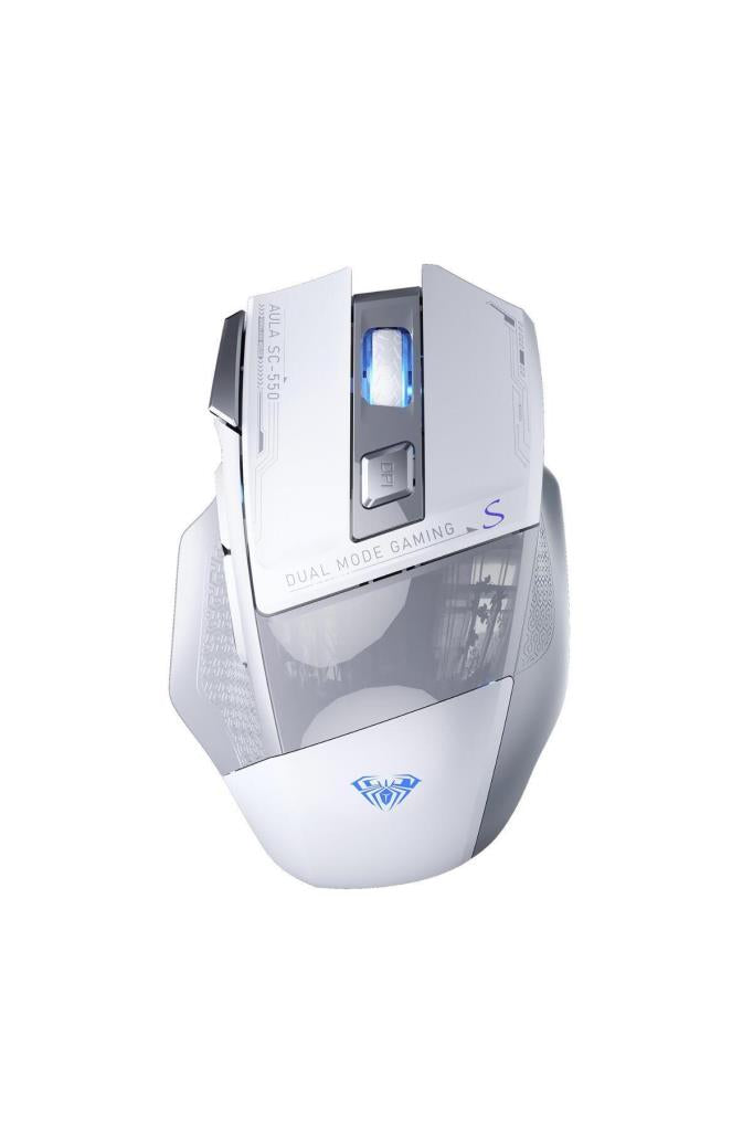 Aula SC550 Beyaz RGB Makrolu Optik Kablosuz Oyuncu Mouse Teşhir