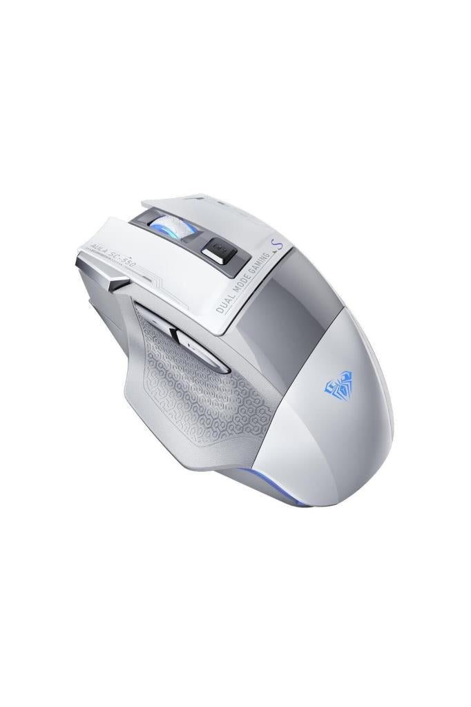 Aula SC550 Beyaz RGB Makrolu Optik Kablosuz Oyuncu Mouse Teşhir