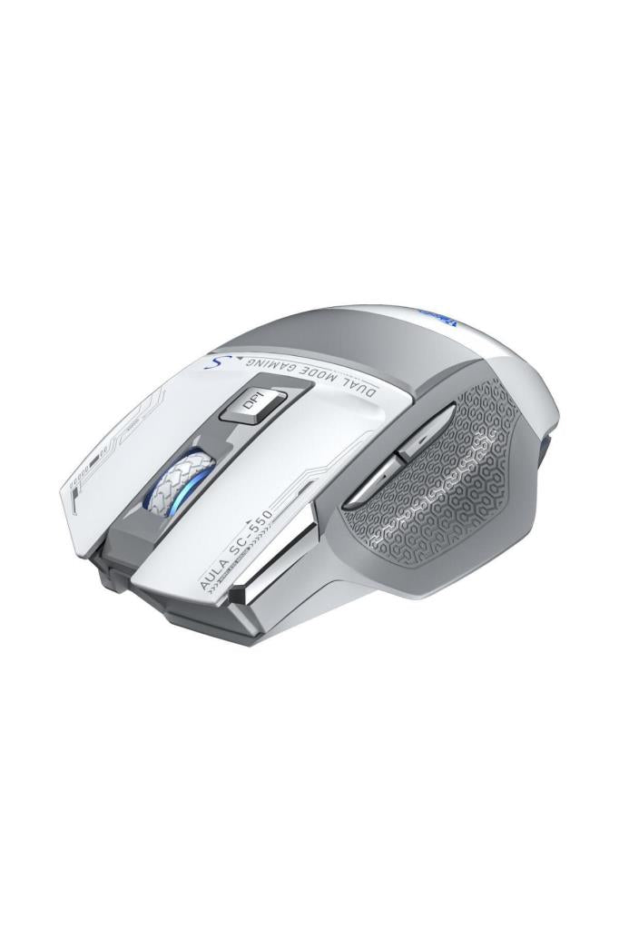 Aula SC550 ماوس ألعاب لاسلكي ضوئي أبيض RGB مزود بـ Macro (عرض)