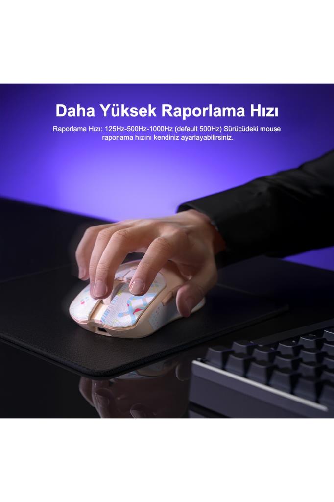 Aula SC580X Lightweight PAW3311 Sensör 10000 DPI 1000Hz Kablolu ve Kablosuz Gaming Oyuncu Mouse Siyah