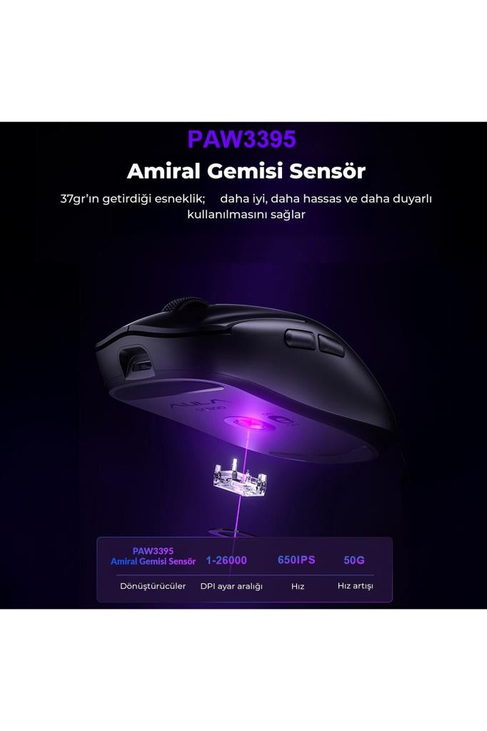 Aula SC800 Lightweight Siyah Optik Kablolu/Kablosuz Oyuncu Mouse Teşhir