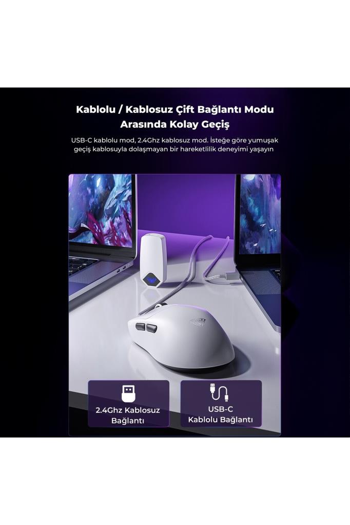 Aula SC800 Lightweight Siyah Optik Kablolu/Kablosuz Oyuncu Mouse Teşhir