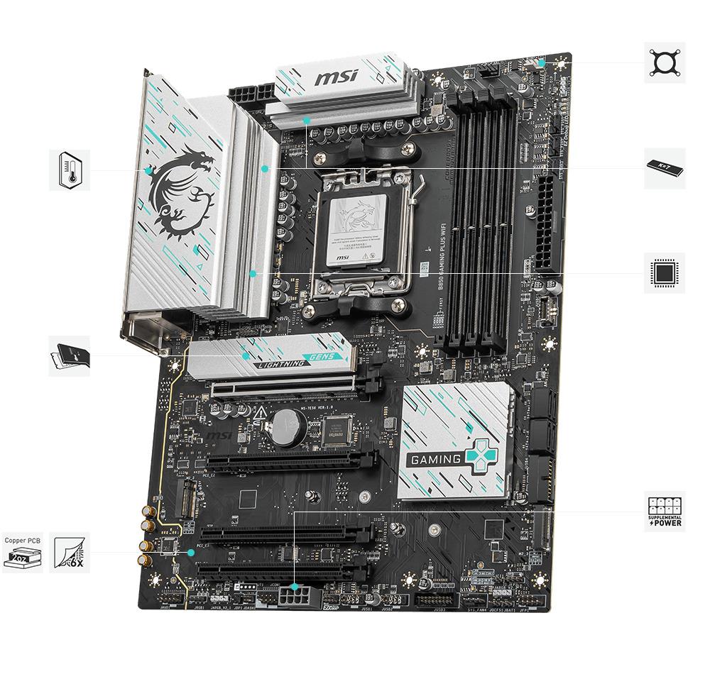 MSI B850 GAMING PLUS WIFI AMD B850 AM5 DDR5 ATX Anakart (4711377285438)