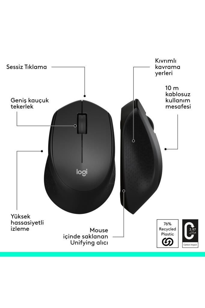 Logitech M330 Silent Plus 910-004909 Siyah Sessiz Optik Kablosuz Mouse Outlet