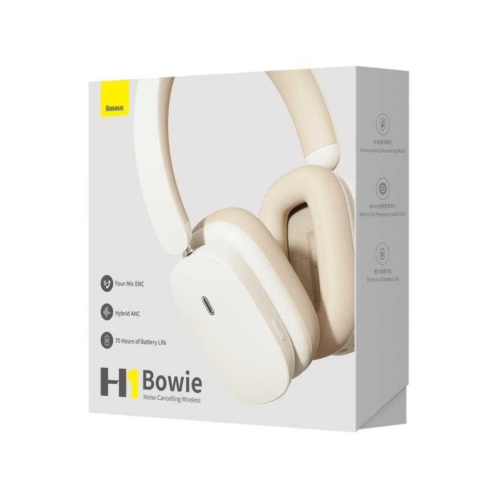 Baseus Bowie H1 ANC Beyaz Kulak Üstü Bluetooth Kulaklık