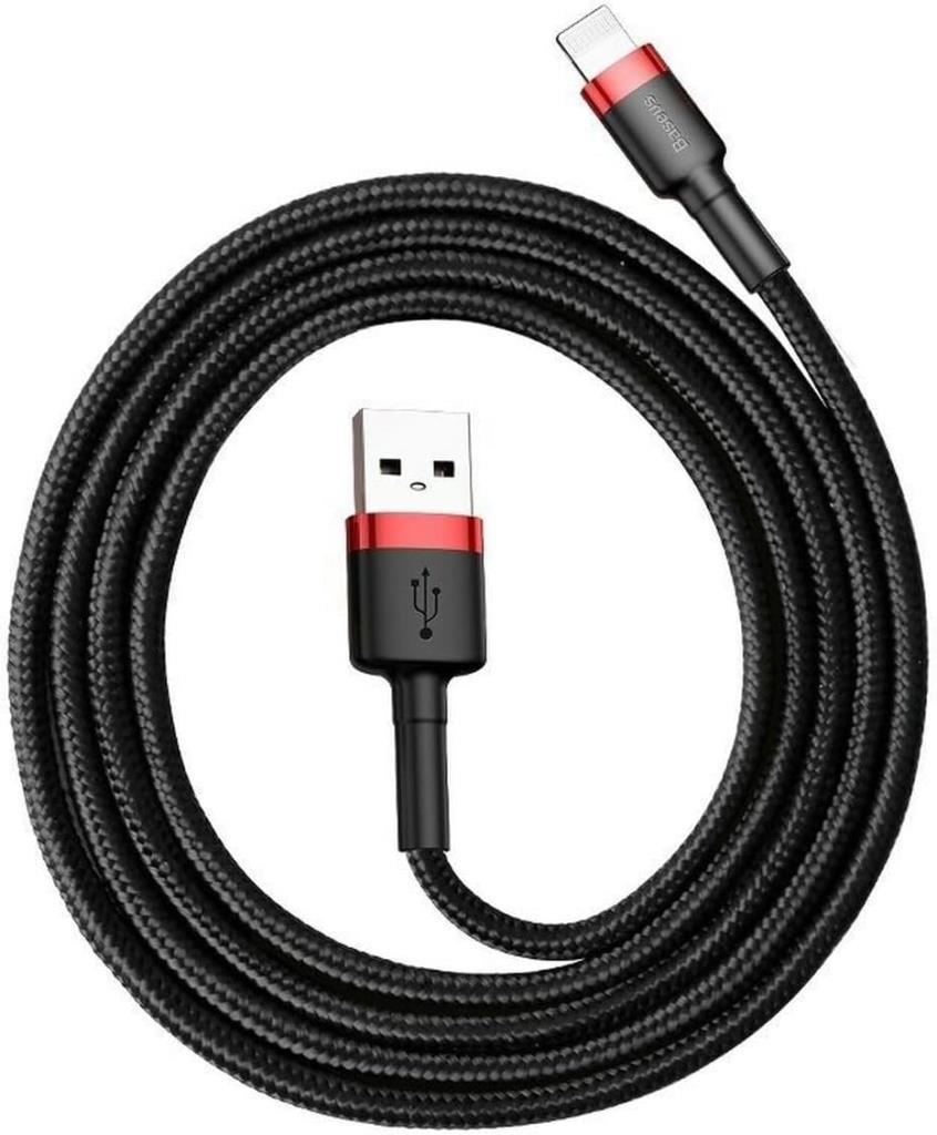 Baseus Cafule Serisi, 1.5 A USB-A & Lightning Şarj & Data Aktarım Kablosu, 2 Metre, Kırmızı - Siyah - Outlet