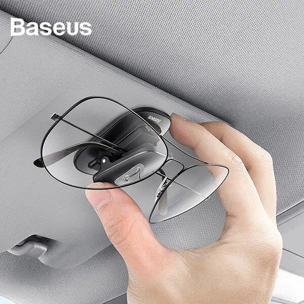 Baseus Car Sun Visor Eyeglasses Clip Holder (Siyah) Güneş Gözlüğü Kart ve Bilet Tutucu Araç İçi Organizer