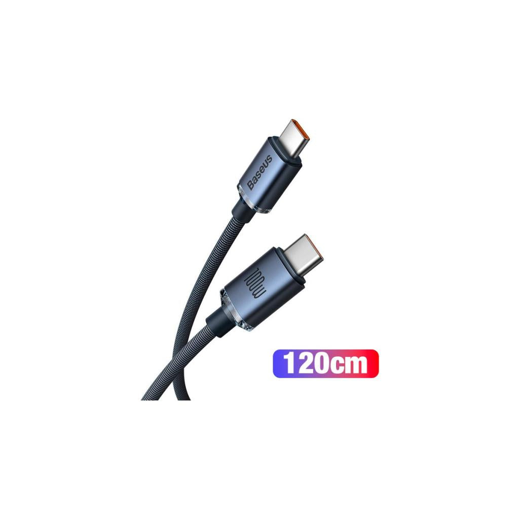Baseus Crystal Shine 100W 120 cm PD Type-C Şarj Kablosu Siyah