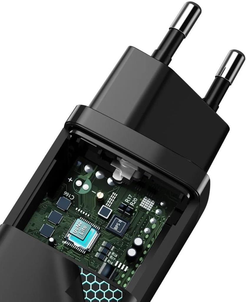 Baseus Gan 2 Lite 65 W Siyah Hızlı Şarj Adaptörü