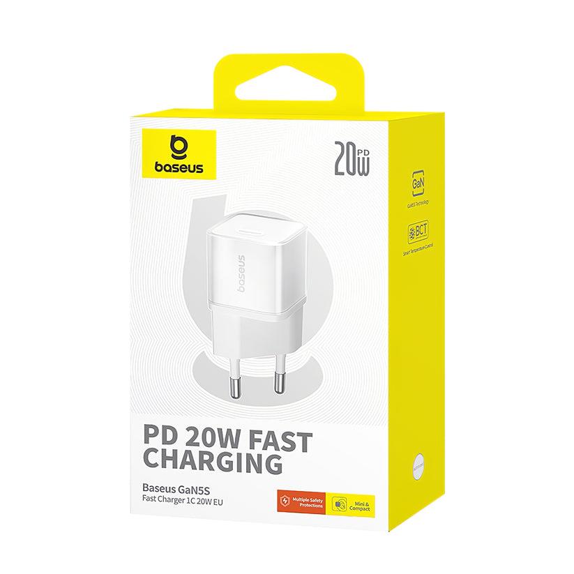 Baseus GaN5S 20W USB-C PD Hızlı Şarj Adaptörü 3A Beyaz Ağ Şarj Cihazı - Outlet