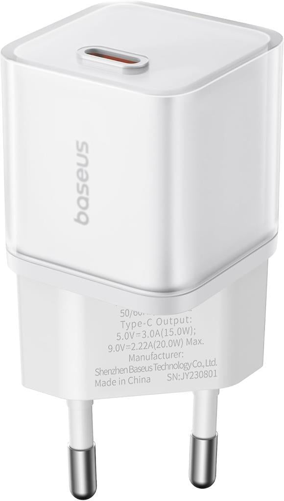 Baseus GaN5S 20W USB-C PD Hızlı Şarj Adaptörü Beyaz
