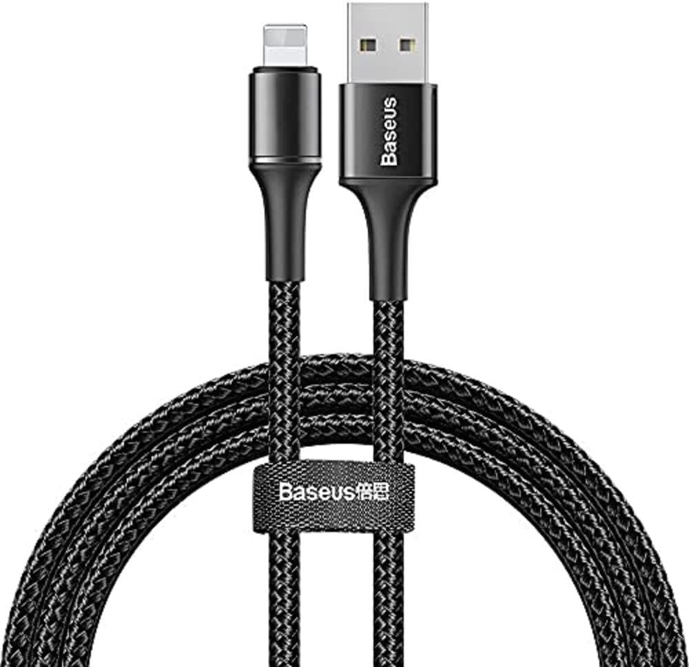 Baseus Halo 2.4A USB-A Lightning 1 Metre Şarj ve Data Kablosu Siyah - Teşhir