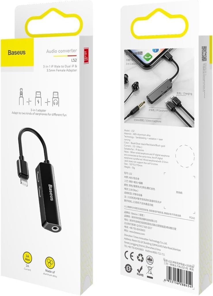 Baseus L52 3in1 Lightning to Lightning 3.5mm Çoklayıcı - Outlet