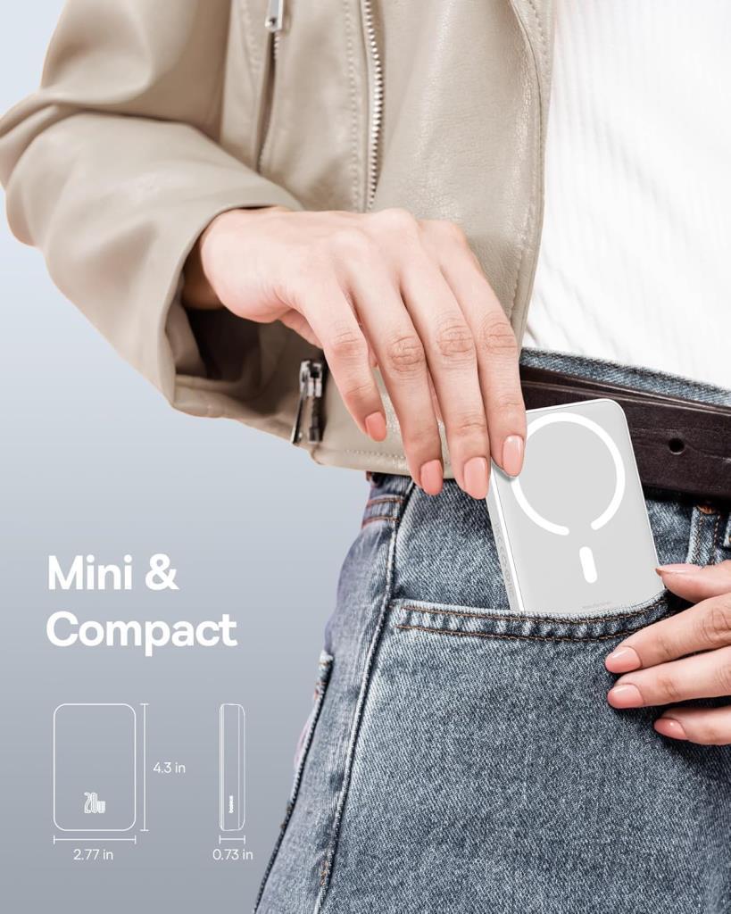 Baseus MgSafe Mini Overseas Edition Beyaz 10000 mAh Hızlı Şarj Kablosuz Powerbank - Teşhir