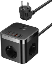 BASEUS Power Combo Cube 3AC+2U+2C 30W Şarj Adaptörü 1.5m. Siyah