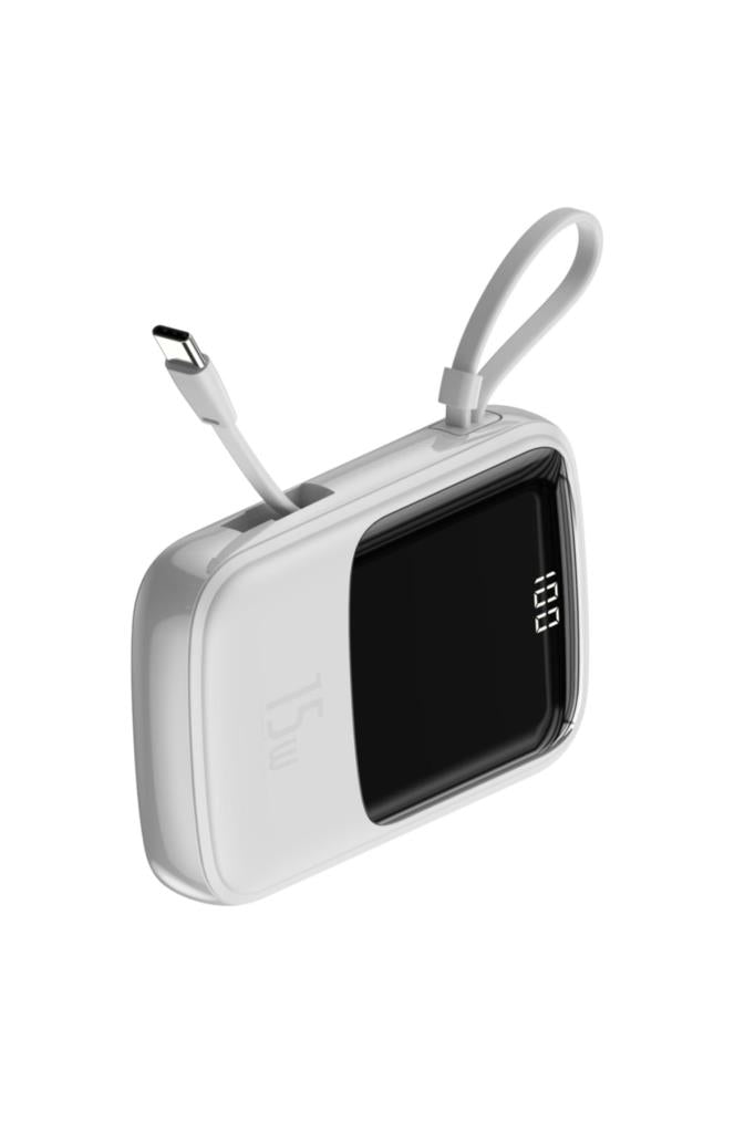 Baseus Qpow Lightning Kablolu Beyaz 10000 mAh Powerbank Teşhir