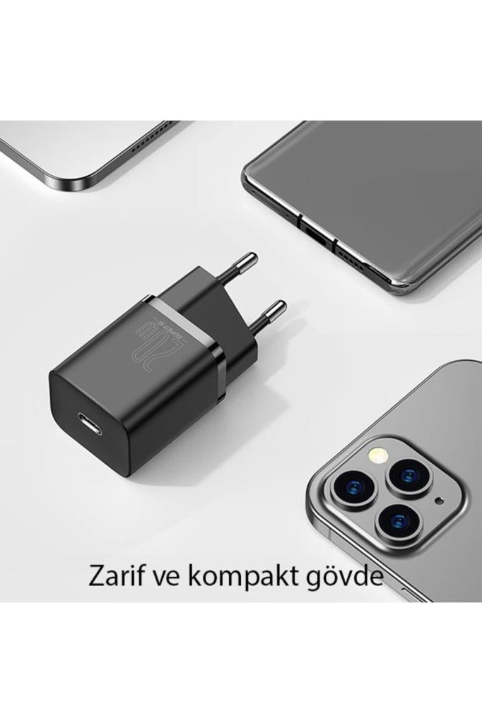 Baseus Super Si 20 W Siyah Lightning Kablolu Hızlı Şarj Aleti Teşhir