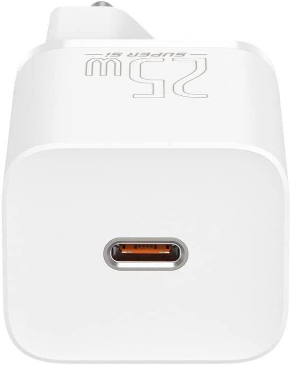Baseus Super Si Power Delivery 25W USB-C & USB-C Kablo ve Hızlı Şarj Cihazı Seti, Beyaz
