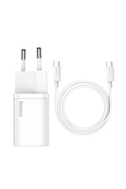 Baseus Super Si PD 25 W Beyaz Type-C Kablolu Hızlı Şarj Aleti Teşhir