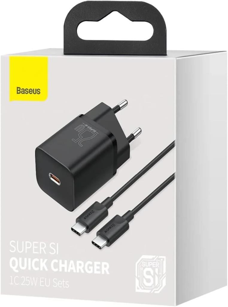 Baseus Super Si PD 25 W Siyah Type-C Kablolu Hızlı Şarj Aleti Teşhir