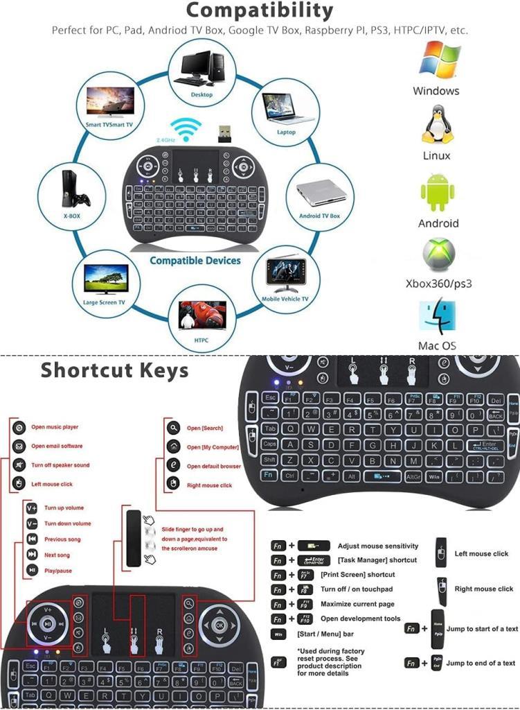 Techstorm Kobra Pro Türkçe Işıklı Dual Mode (Infrared ve Bluetooth) Mini Klavye - TEŞHİR