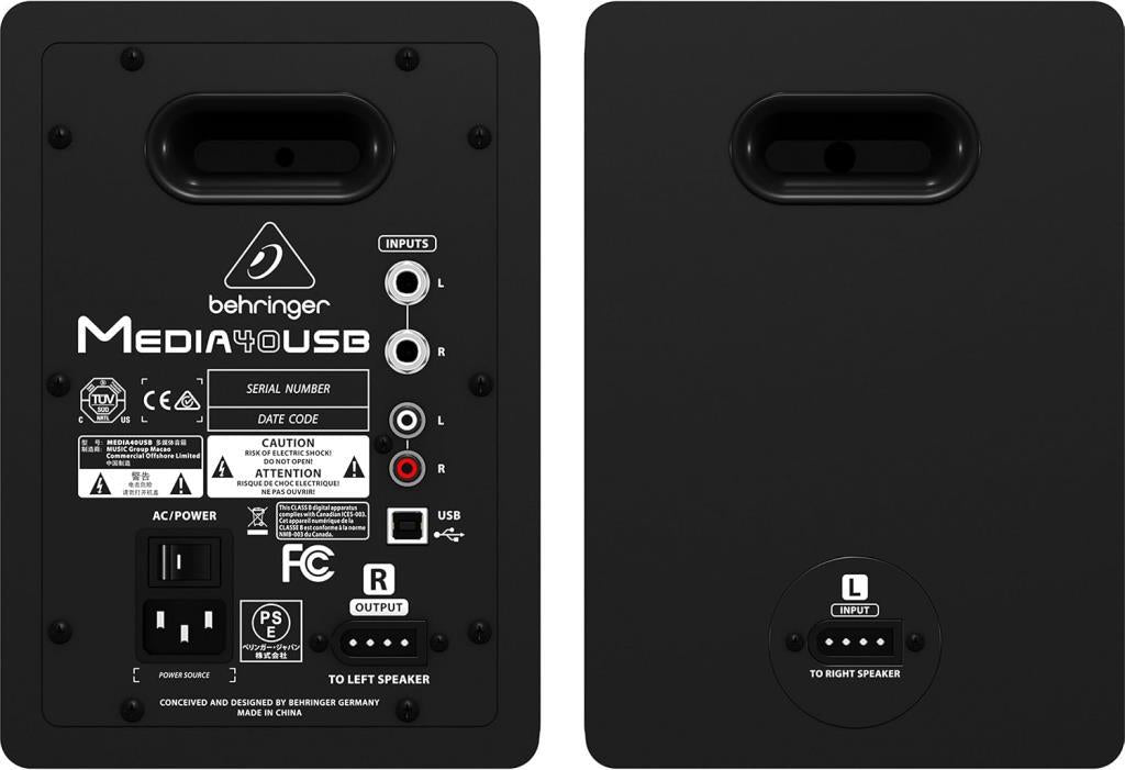 Behringer MEDIA 40USB Çift USB Girişli 150W Aktif Stüdyo Referans Monitörü Siyah - Outlet