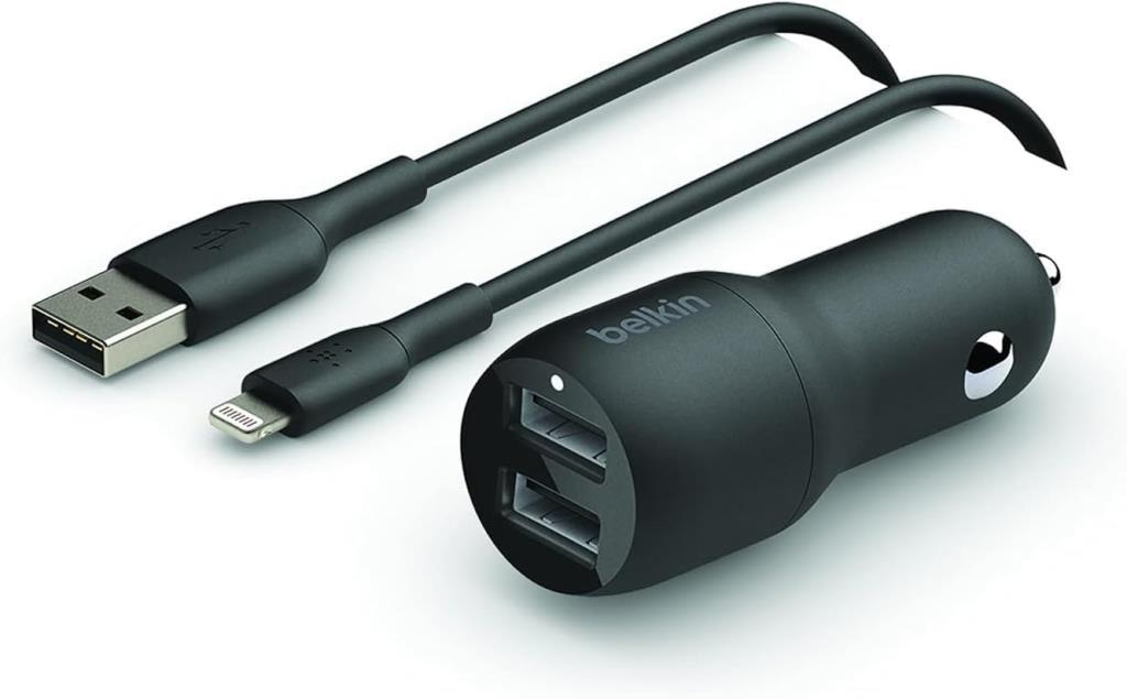 Belkin 24 W USB-Lightning Kablosu dahil Boost Charge Çift Bağlantı Noktalı Araç Şarjı Teşhir