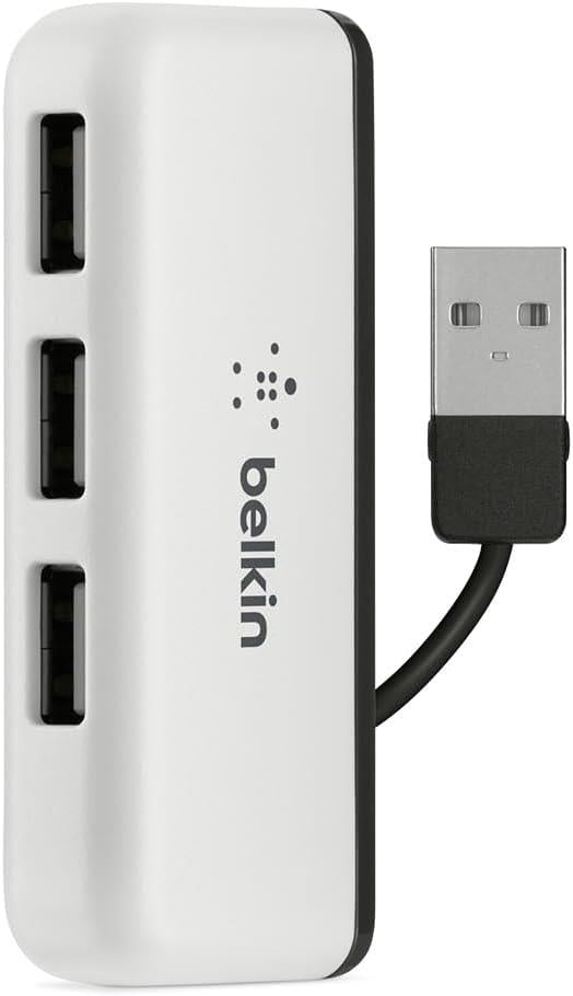 Belkin 4 USB-A Girişli HUB, USB 2.0, Seyahat Boy, Siyah