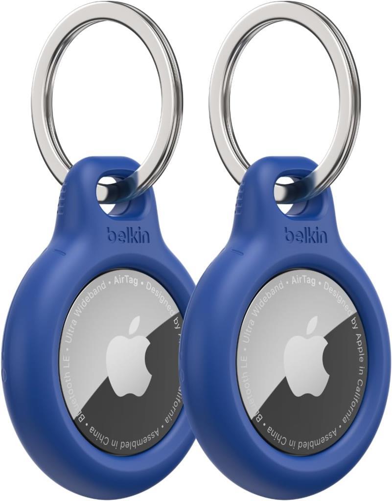 Belkin AirTag anahtarlık kılıfı (Air Tag için güvenli tutucu koruyucu kılıf, çizilmeye karşı korumalı aksesuar), 2'li paket, Siyah