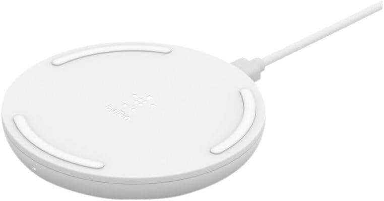 Belkin BoostCharge 10 W, iPhone 15, 14, 13, 12, SE, 11, XS, XR, X,8, Samsung Galaxy, Google Pixel uyumlu Hızlı Kablosuz Şarj Cihazı, Beyaz Outlet