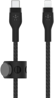 Belkin BoostCharge Pro Flex örgülü USB-C/Lightning kablosu, 1 m, MFI sertifikalı, 20 W, hızlı şarj için, PD Power Delivery ile, iPhone 14/14 Plus, 13, 12, Pro, Max, mini gibi cihazlar için, siyah Teşhir