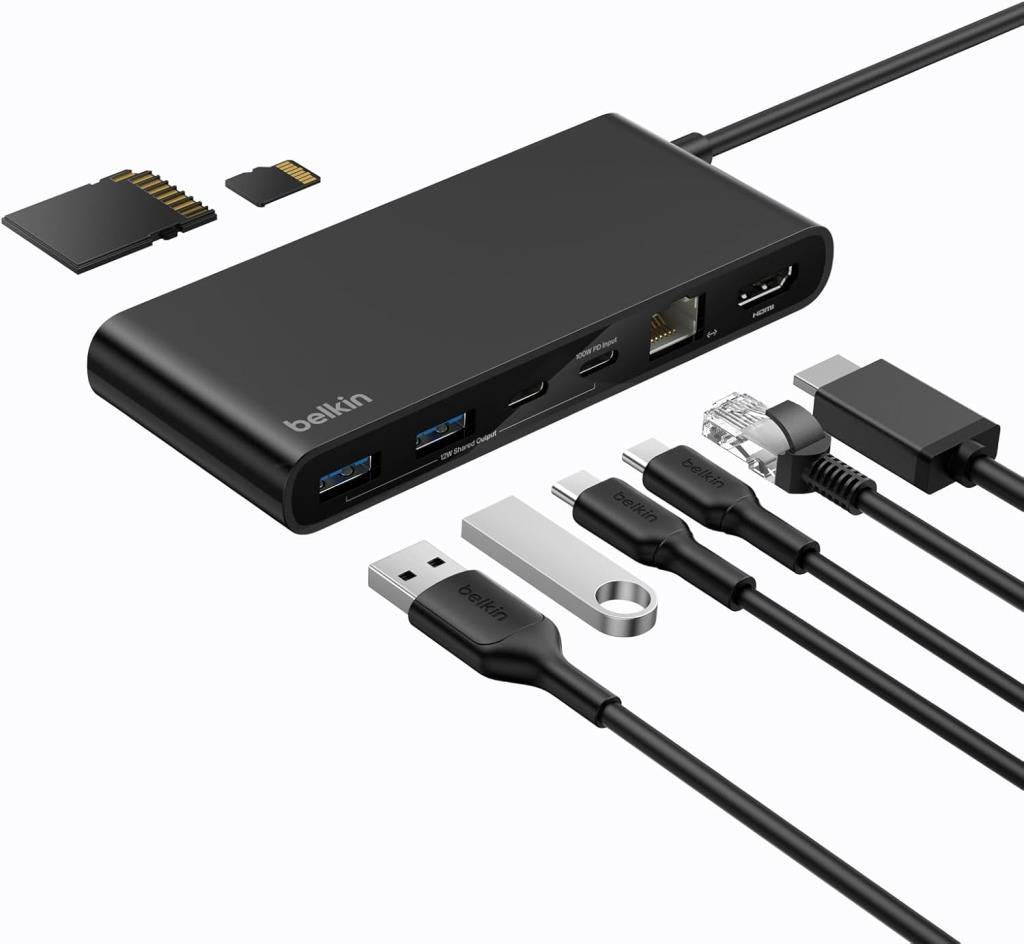 Belkin Connect 8 Port USB-C Hub 100W PD 4K 60Hz 10Gbps 2.5Gbps Ethernet Siyah - TEŞHİR