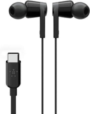 Belkin RockStar USB-C Girişli Silikonlu Kulak İçi Kulaklık, Tangle-Free, Siyah Outlet