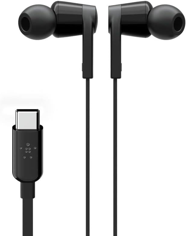 Belkin RockStar USB-C Girişli Silikonlu Kulak İçi Kulaklık, Tangle-Free, Siyah Outlet