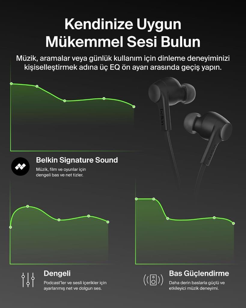 Belkin SoundForm ANC USB-C Bağlantılı, Mikrofonlu Kulakiçi Kablolu Kulaklık, Beyaz - Teşhir