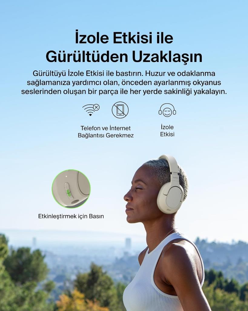 Belkin Soundform Isolate ANC Kum Beji Kulak Üstü Bluetooth Kulaklık - Outlet