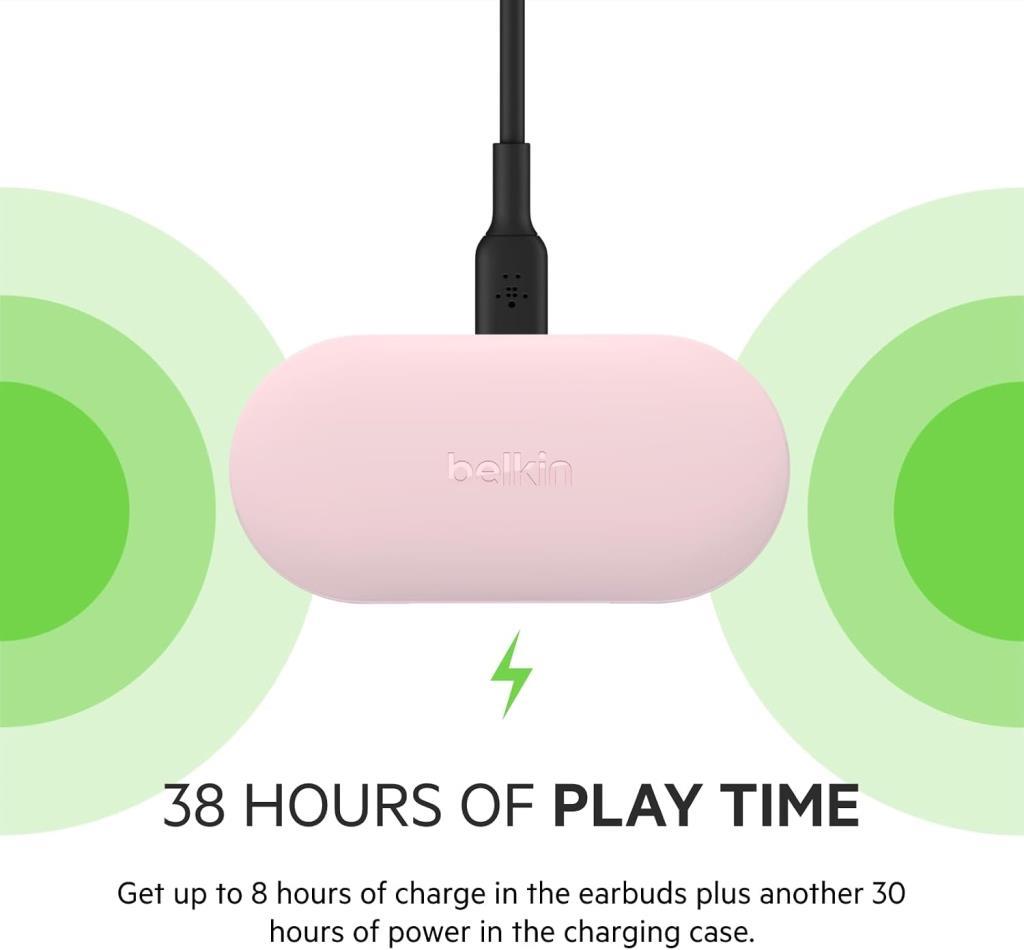 Belkin SoundForm Play TWS Kulak İçi Bluetooth Kulaklık Pembe - Outlet