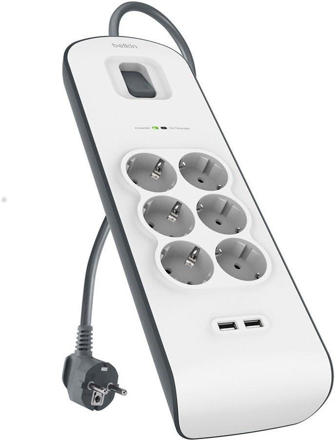 Belkin BSV604VF2M 650 Joule 2 USB'li 6'lı 2 m Akım Korumalı Priz Teşhir