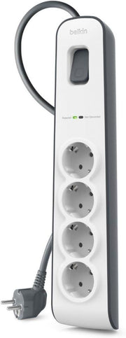 Belkin Surgemaster 4'lü priz, yüksek gerilim korumalı (2 m kablo) beyaz/gri BSV400vf2M Outlet