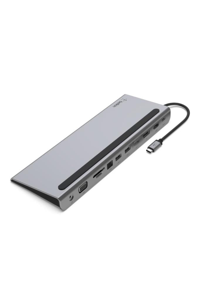 Belkin USB-C Hub, 11'i 1 arada Çoklu Bağlantı Noktalı Adaptör Yuvası, 4K HDMI, DisplayPort, VGA, USB-C ve 100W, Bağlı Cihazdan Şarj Etmek İçin, 3x USB A, Gigabit Ethernet, SD,, 3,5 mm Jak Outlet