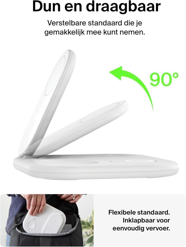 Belkin Qİ2 WIZ029VF Beyaz 3in1 Kablosuz Hızlı Şarj Aleti Outlet