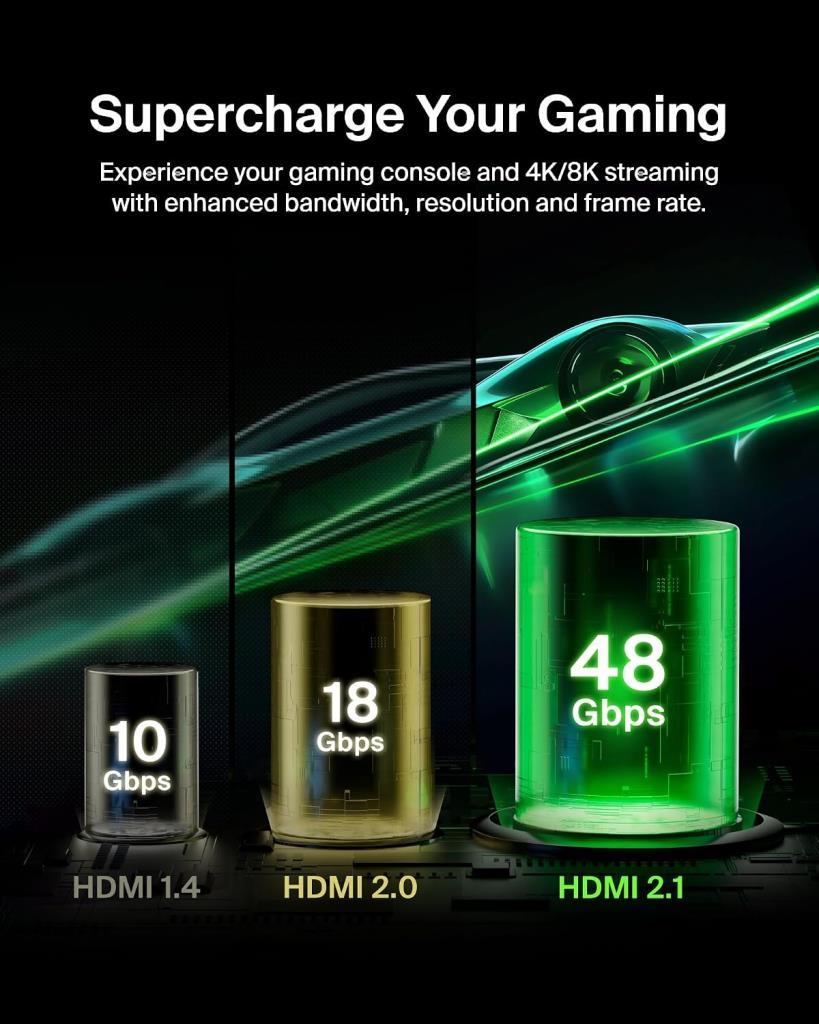 Belkin Yüksek kaliteli Ultra Highspeed HDMI-2.1 kablo, 4K/Dolby Vision HDR, Apple TV'den optimum oynatma, 2,2 m - siyah - TEŞHİR