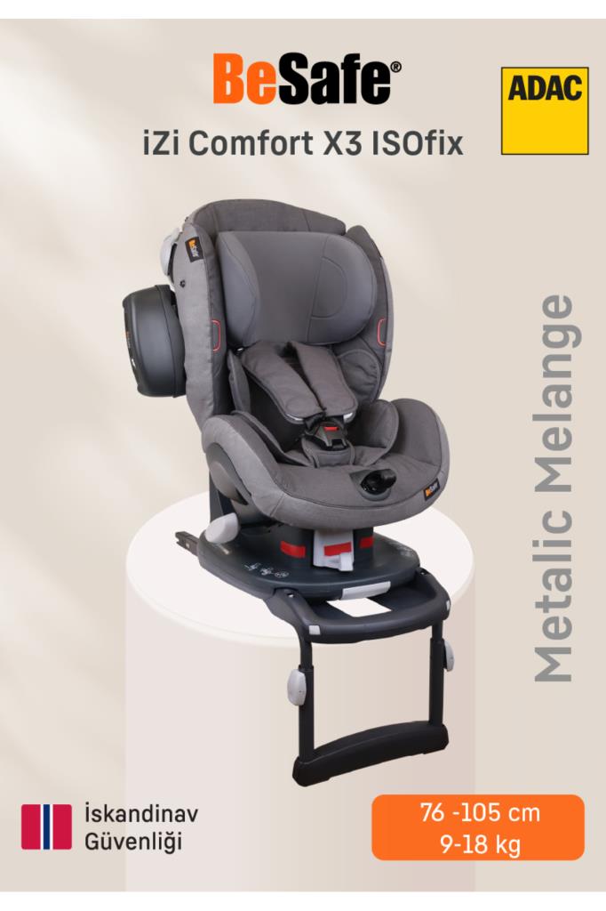 BeSafe iZi Comfort X3 Isofixli Metallic Melange 9-18 kg Oto Koltuğu Teşhir