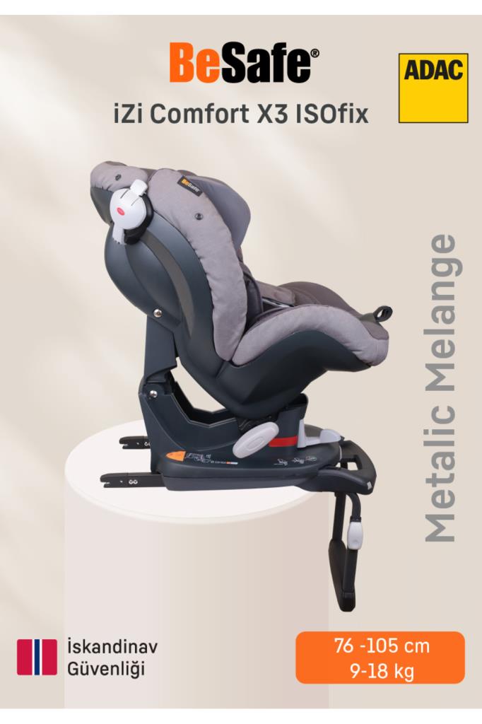 BeSafe iZi Comfort X3 9-18 kg Metallic Melange Oto Koltuğu Outlet