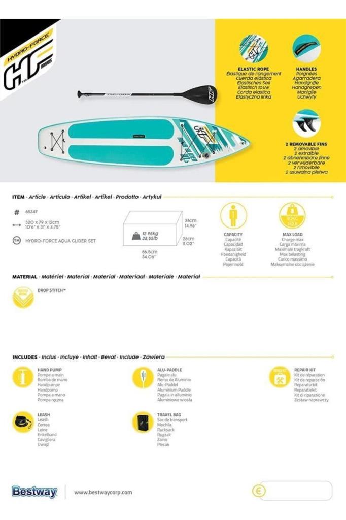 Bestway 65347 Hydro Force Aqua Glider 320 cm Şişme Stand up Paddle Board Teşhir